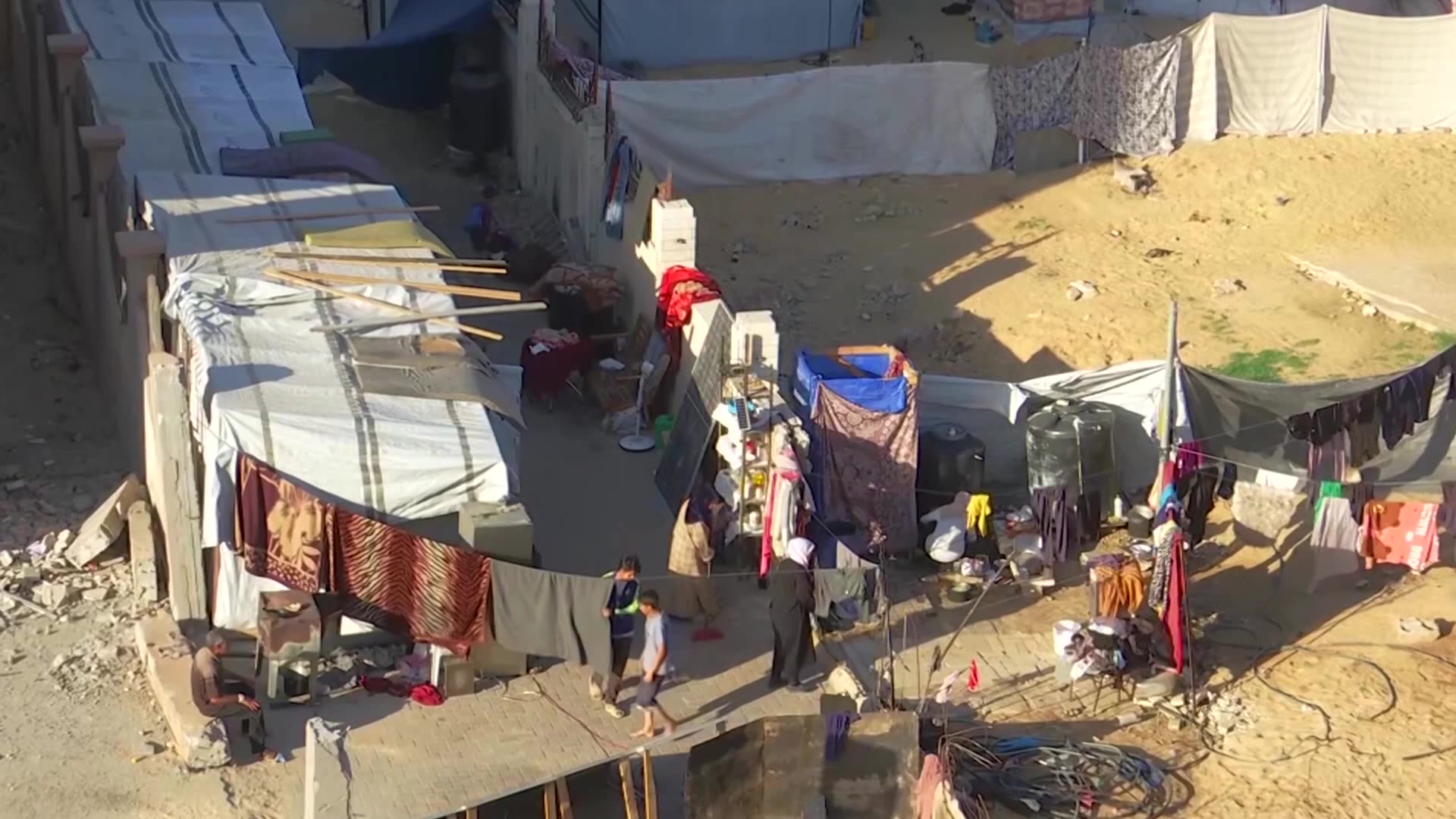 Day breaks over tents pitched in Gazas Khan Younis