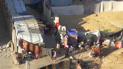 Day breaks over tents pitched in Gaza's Khan Younis