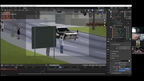 Rivera's 3D Blender Model 10y in the Making-shows Greer Dragging Limo to Curb/Storm Drain for Shot