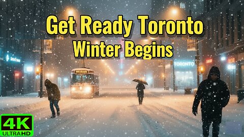 【4K】First Snow Coming! 🌨️ Toronto Night Yonge Street Winter ASMR Canada 🇨🇦