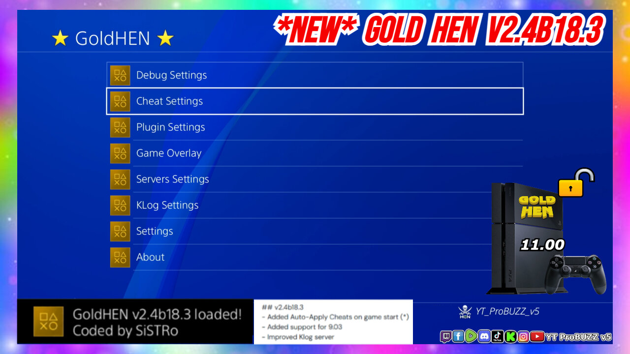 NEW GOLDHEN UPDATE v2 4b18 3 FOR PS4 JAILBREAK FW 11 00 BY @SISTRO