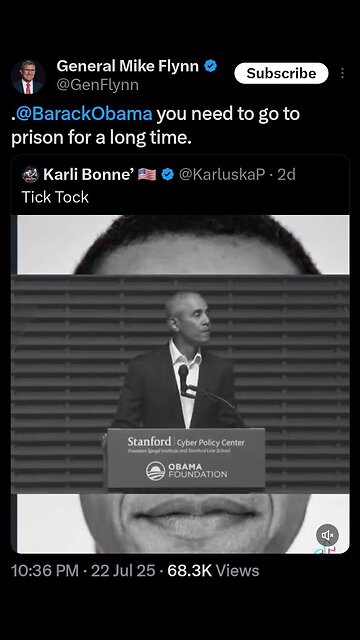 General Mike Flynn to Barack Obama - "You need to go to prison for a long time"