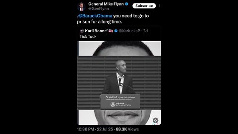 General Mike Flynn to Barack Obama - "You need to go to prison for a long time"