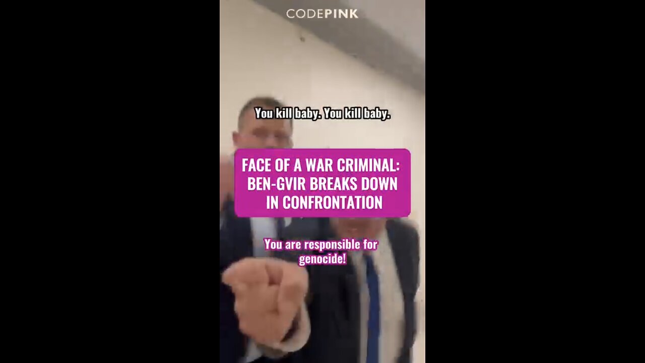 Codepink ~ FACE OF A WAR CRIMINAL BEN-GVIR BREAKS DOWN IN CONFRONTATION