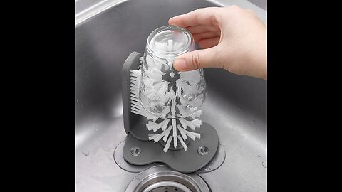 Cup Washing Brush, with Wall Suction Cups, Double Brush Heads and Durable Material, for Home Kitchen