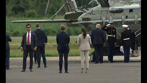President Trump disembarks M1 at Teterboro Airport enroute to FIFA Club World Cup