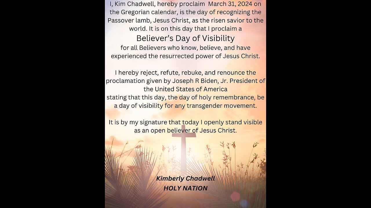 Proclamation By Kim Chadwell