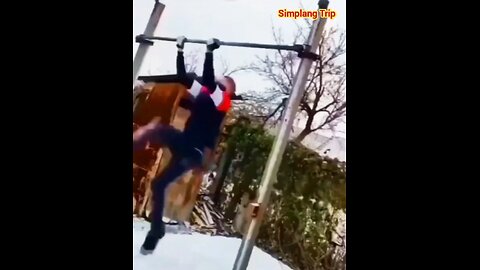Simplang Trip 149: Man performing pull ups accidentally kicked up.