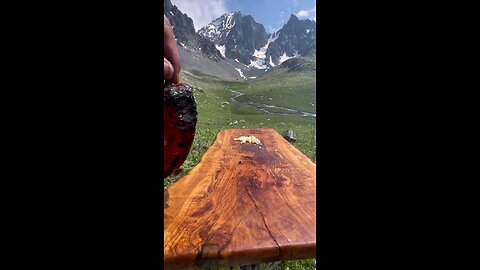 Beef steak in Swedish log quarry 😋🥩🪵