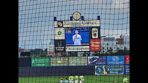 Kelly Luszcz sings the National Anthem at the Wilmington Blue Rocks game 