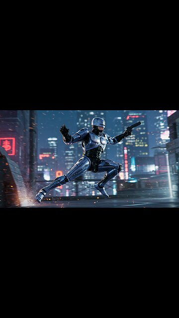 Robocop Leaps Into Action | Epic Neon City Animation #Shorts