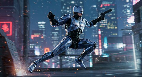 Robocop Leaps Into Action | Epic Neon City Animation #Shorts