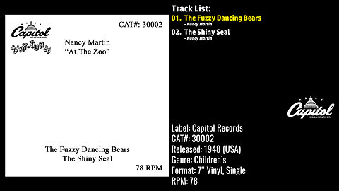 Nancy Martin – At The Zoo (Full Record) – 1948 – CAT.# 30002