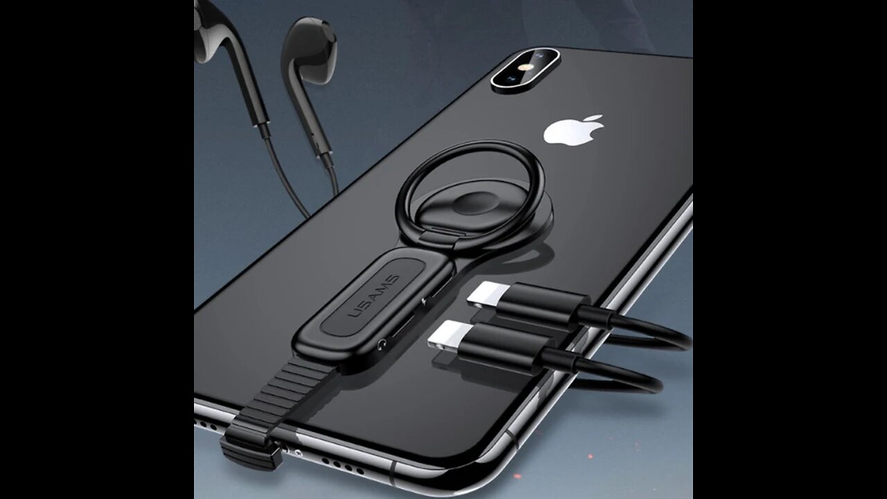 USB Splitter with Ring Holder, Support Audio, Call, Charging and Wire Control, for Apple Devices