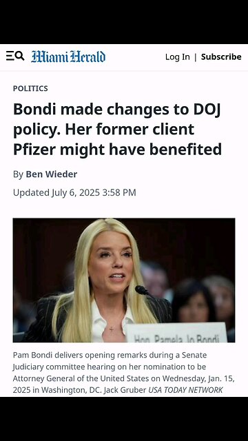 Pam Bondi Jeffrey Epstein List Pfizer
