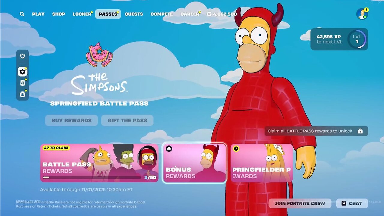 Fortnite Simpsons BattlePass November 2025