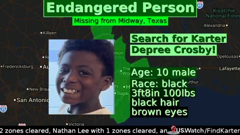 DEVELOPING: 10-year-old Karter Depree Crosby reported missing in Midway, Texas.