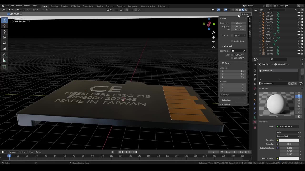 Micro sd card created in Blender 3D