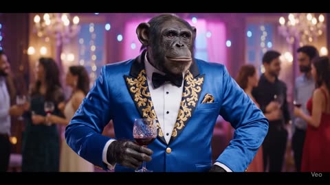 monkey gonig to friend party