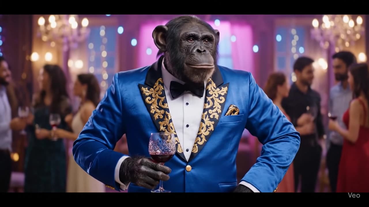 monkey gonig to friend party