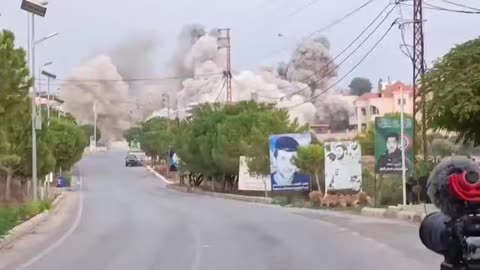 Israeli airstrike hits a building in the town of Tayr Diba in southern Lebanon