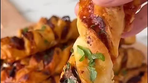 Rolling Puff pastry with pizza topping recipe