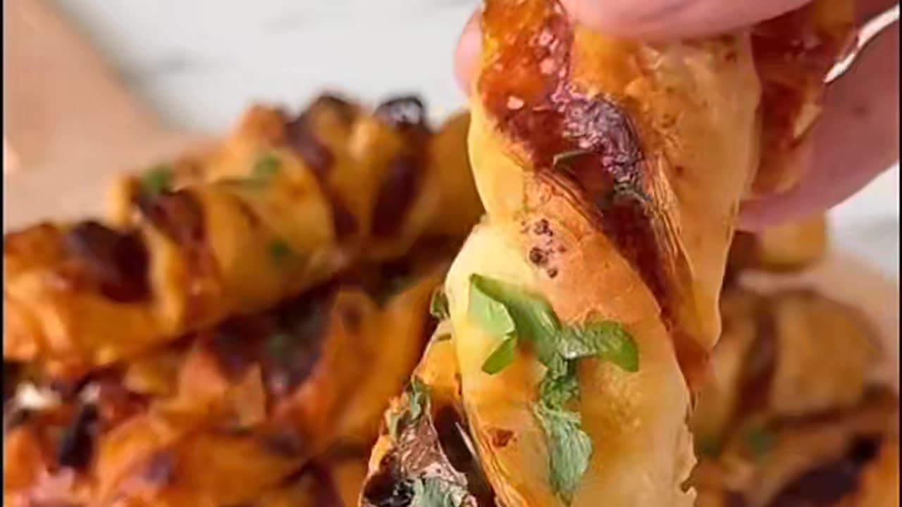 Rolling Puff pastry with pizza topping recipe