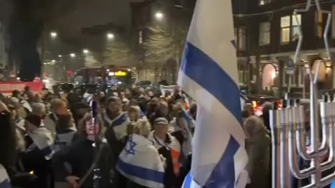 Pro Israel demonstration in Amsterdam near the Concert building where the Jewish community