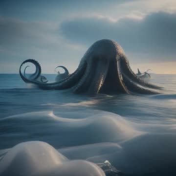 Kraken emerging from the ocean.mp4