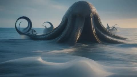 Kraken emerging from the ocean.mp4