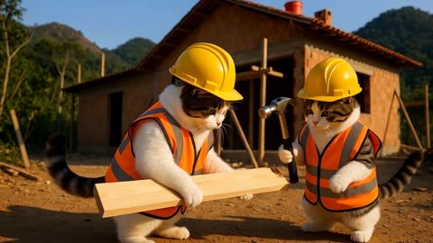 Funny Cats at Work 😂🐱 | This Went Totally Wrong!” “Cats Trying to Work on a Construction