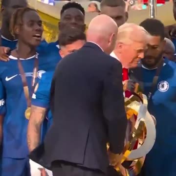 US President Donald Trump joined Chelsea on stage for the Club World Cup trophy lift