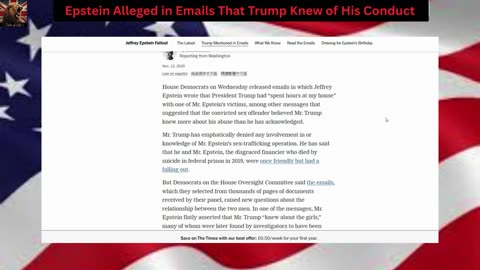 Epstein Alleged in Emails That Trump Knew of His Conduct