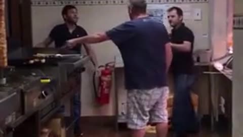 Drunk customer in a kabab shop
