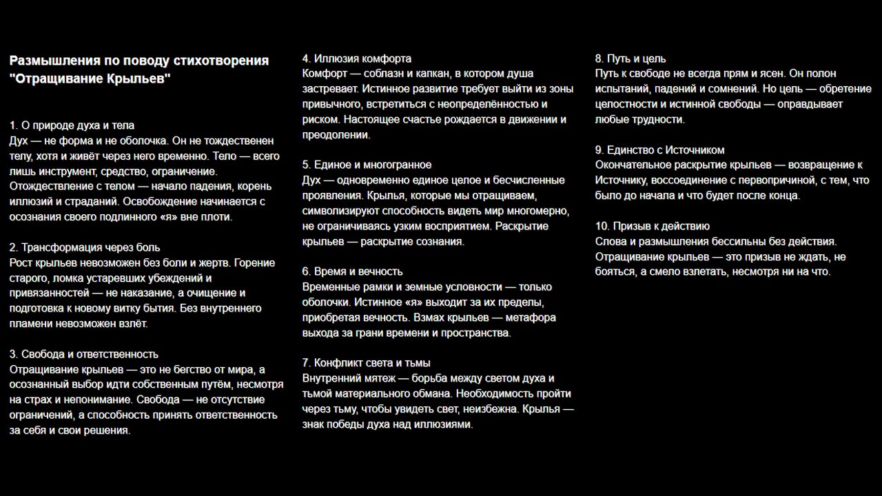 Отращивание Крыльев: стихотворение, размышления и эссе