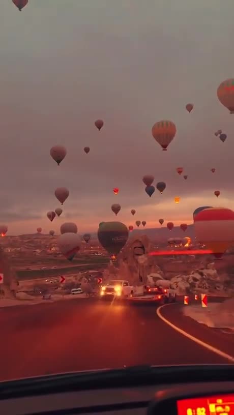POV on the road to the Cappadocia Hot Air Balloon Festival in Turkey 💕💕💕
