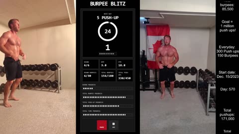 Everyday 300 push ups and 150 Burpees!