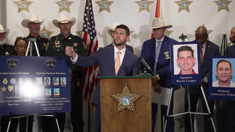 Attorney General James Uthmeier joins Law Enforcement in Apalachicola to announce arrests of child predators.