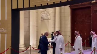 Saudi Arabia's Crown Prince escorts President Donald J. Trump out to the Beast