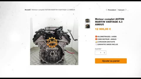AEPSPIECES.COM - Moteur complet ASTON MARTIN VANTAGE 4.3 AM6U5