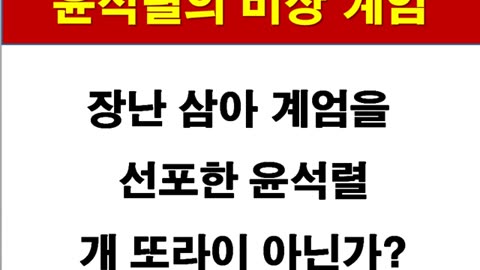 비상계엄을 시도한 윤석렬은 또라이인가?