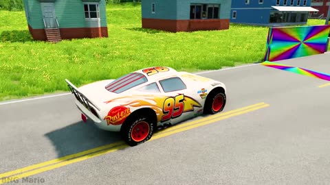 Flatbed Truck McQueen | Transportation with Truck - Pothole vs Car #40 | BeamNG.Drive Gameplay