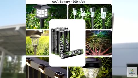 Taken AAA Batteries 12-Count, 720mWh Pre-Charged Solar Batteries for Outdoor Sol
