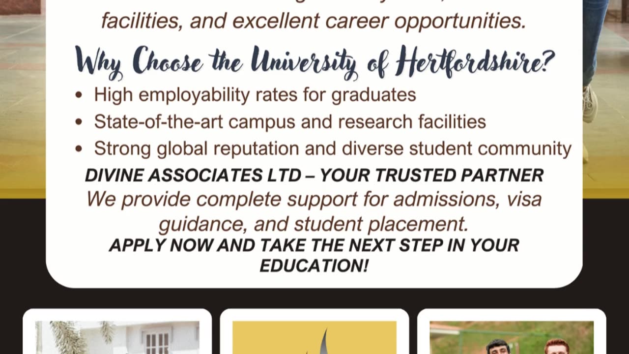 Achieve Excellence: Study at the University of Hertfordshire with Divine Associates Ltd