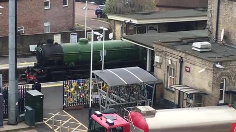 Mayflower Steam Train Stationary At Chertsey Railway Station UK 2019