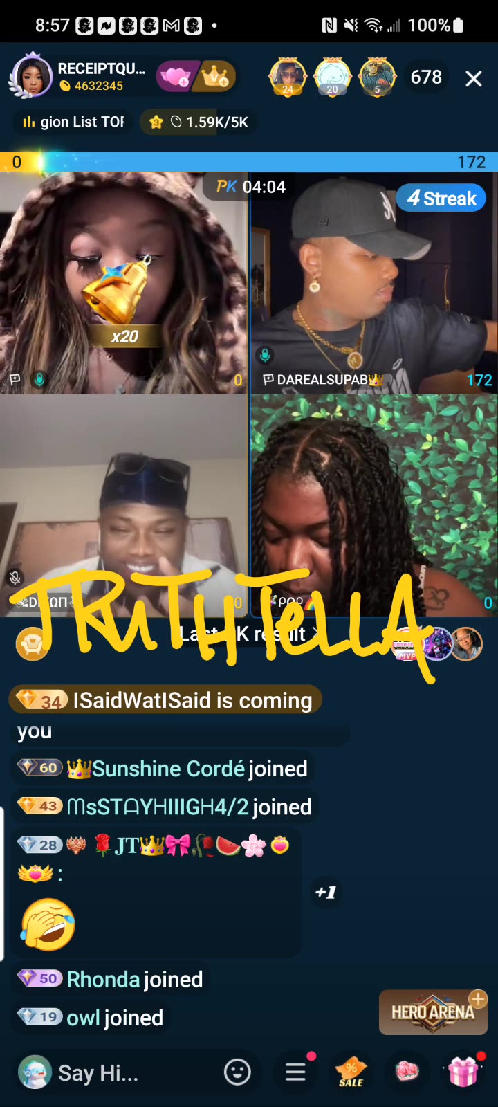 DAREALSUPABIHH, DIXON, COCO, & RECEIPTQUEEN TEAM PK