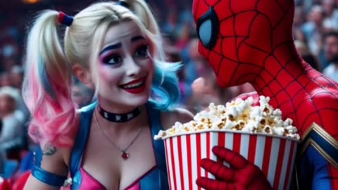 Spider-Man and Harley Quinn Romantic love#spiderman #love #shorts_