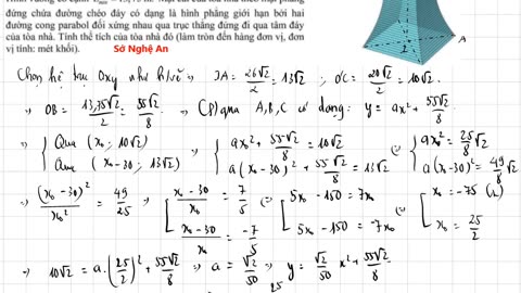 Một kiến trúc sư chịu trách nhiệm thiết kế một tòa nhà cao 30 mét. Mặt cắt ngang tại mọi độ cao..