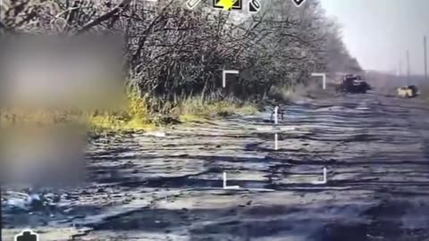 Ukrainian ground drone armed with a machine gun clears its way by destroyed a Russian FPV drone.