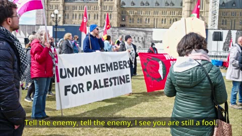 Speaker at April anti-Israel protest April 2025 demands that the Middle East be Arab